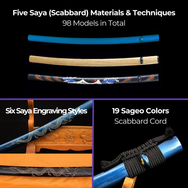 Saya & Sageo Options - Custom Samurai Swords: Katana, Ninjato, Wakizashi Tanto - Swords for Sale Saya & Sageo Options - Custom Samurai Swords: Katana, Ninjato, Wakizashi Tanto - Swords for Sale