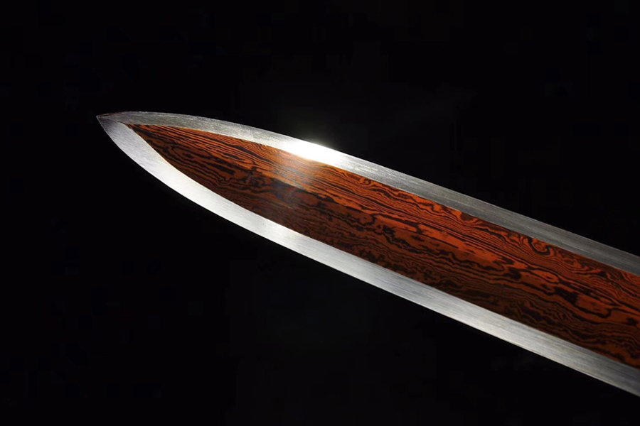 1095 Folded, Clay-Tempered Dark Brown Ebony Wood Dao Sword