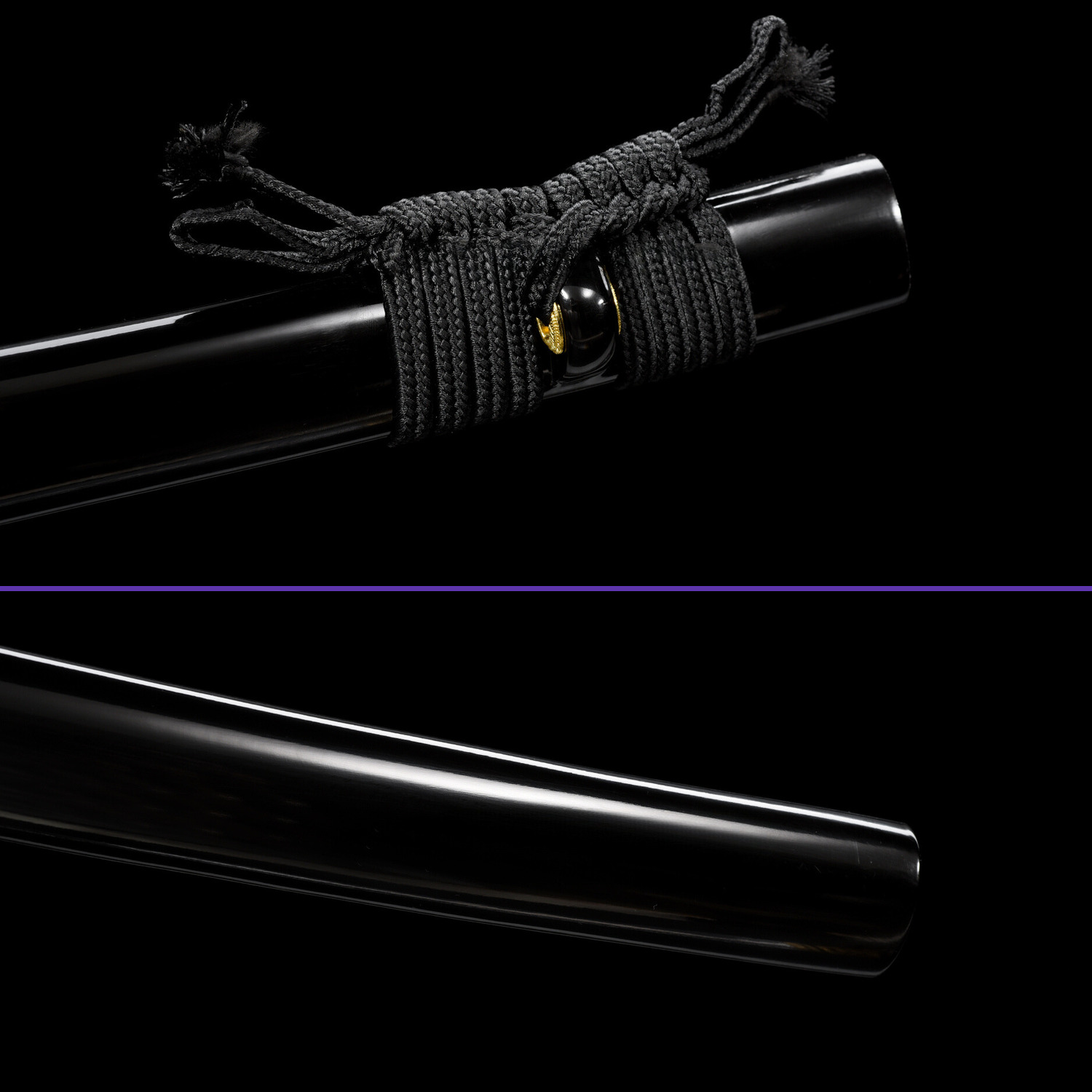 Sageo - 1095 High Carbon Abrasive Hamon Double BoHi Steel - Black Red Theme Katana - Swords For Sale
