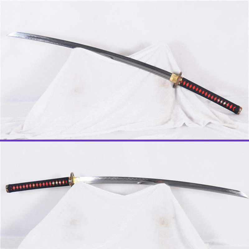 Full View Alternate- 1095 High-Carbon Kanmuri-Otoshi Clay-Tempered Notare Hamon Steel Blade - Ultimate Saya Katana Swords For Sale