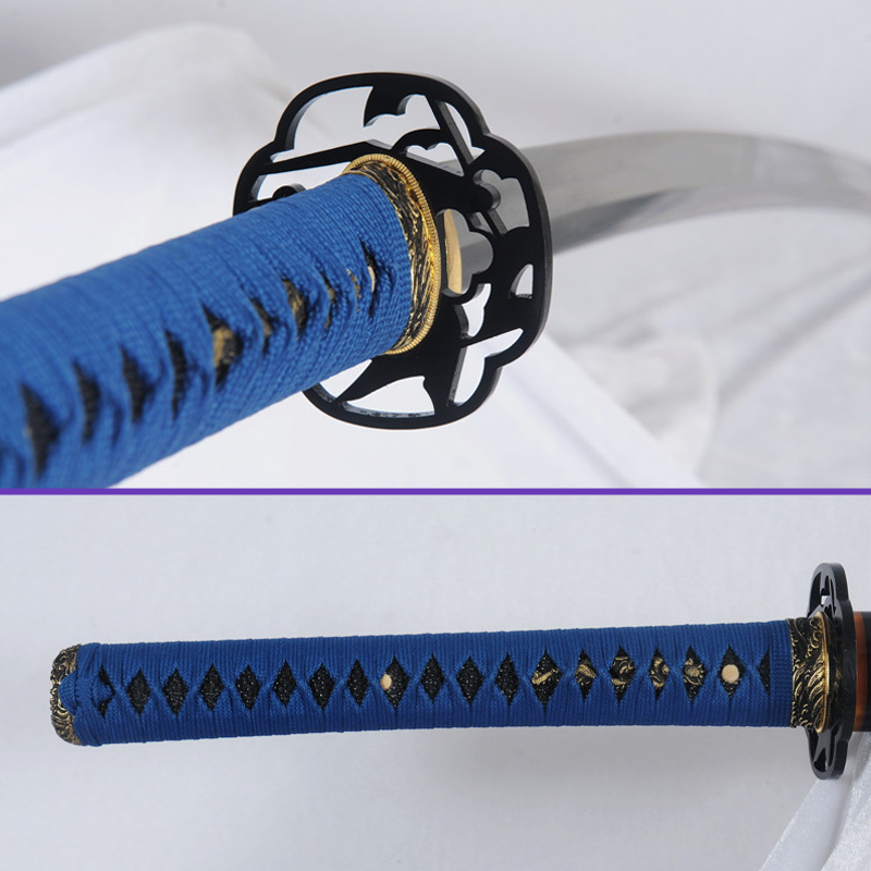 Tsuba Menuki Fuchi - Sanmai Clay-Tempered Between Wave And Straight Hamon Steel Blade - Abstract Forest Iron Tsuba Katana - Swords For Sale