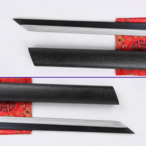 Blade Closeup View - Urahara Kisuke's Benihime Sword from the Bleach Anime Series: 1045 Carbon Steel Blade w/ Black Matte Saya, Black Rayon Handle & Zinc Alloy Fittings